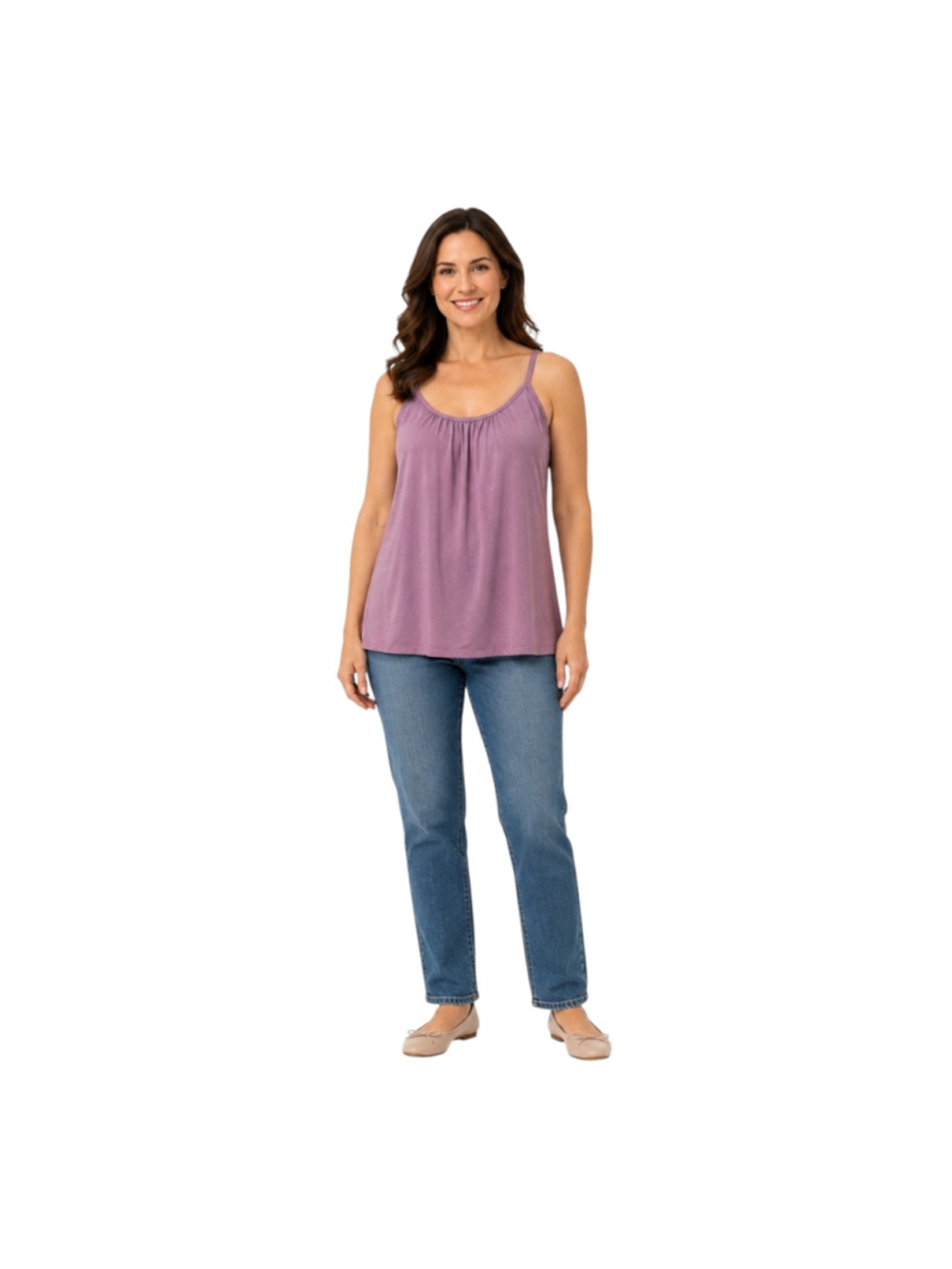 32 Degrees Cool Flowy Bra Cami Top Built-In Cups Heather Plum XL